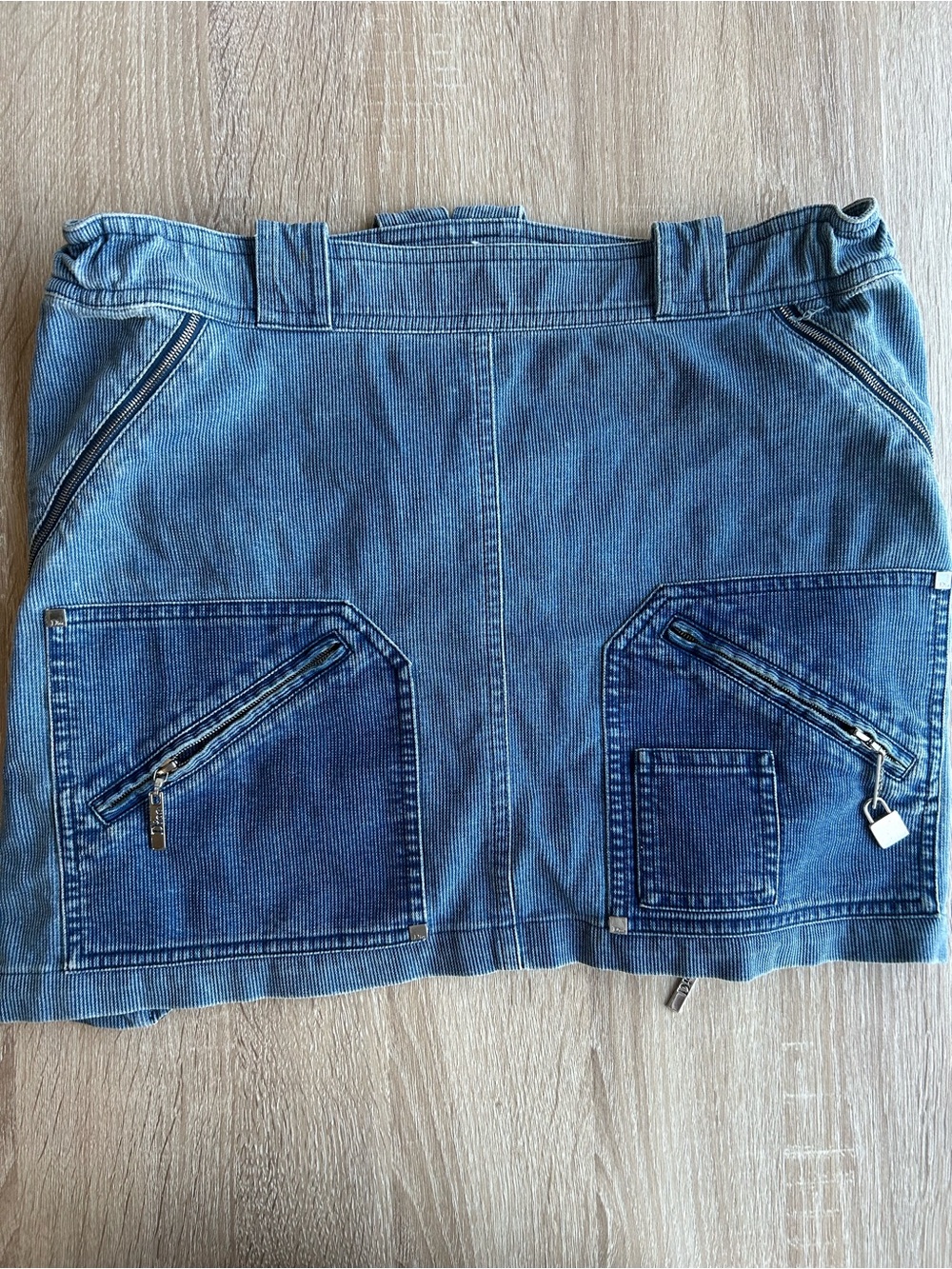 2004 Christian Dior John Galliano Denim Corduroy Mini Skirt Vintage Y2K Runway